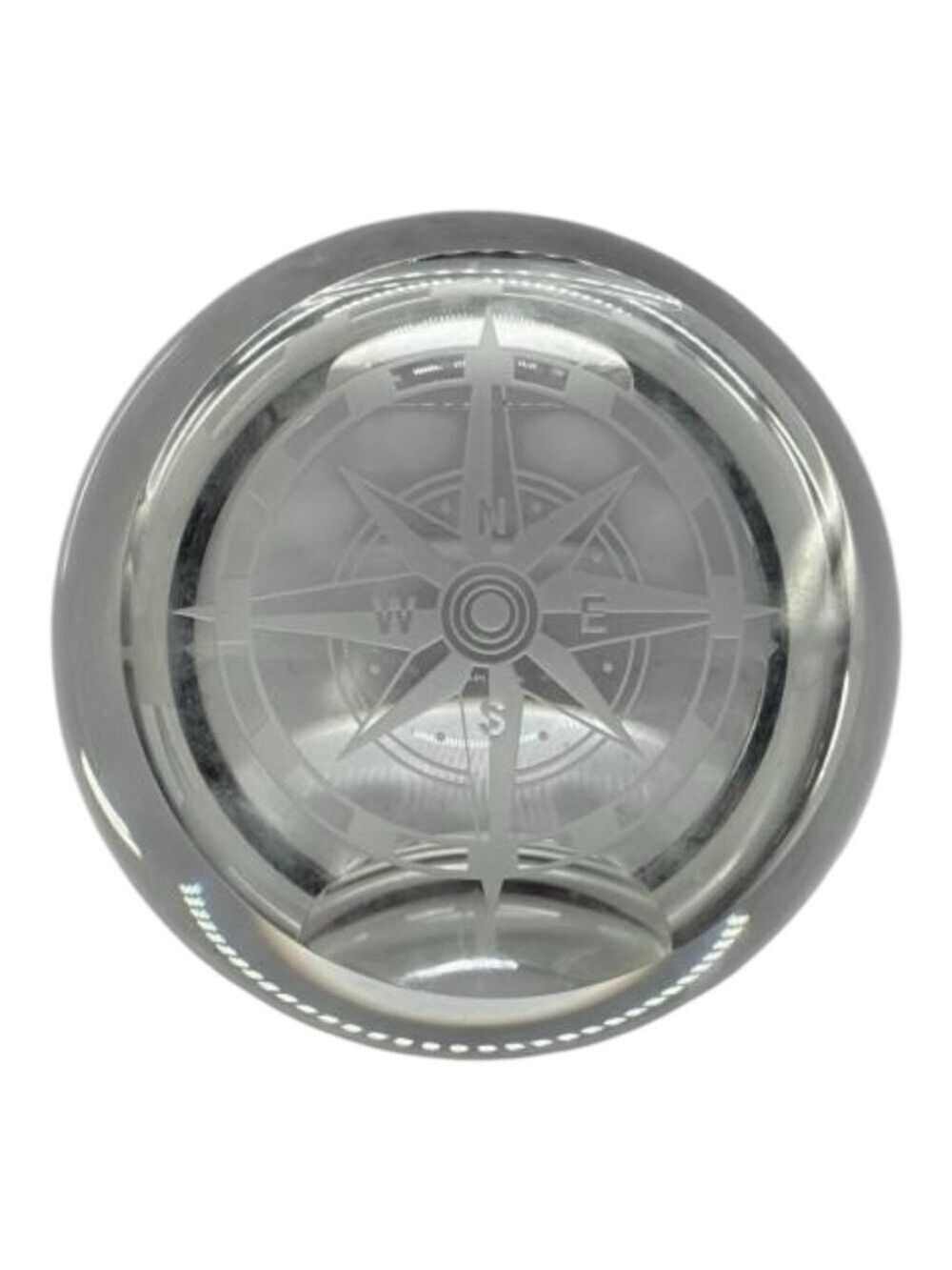 Compass Shannon Glass Etched Paperweight 3.5”H
